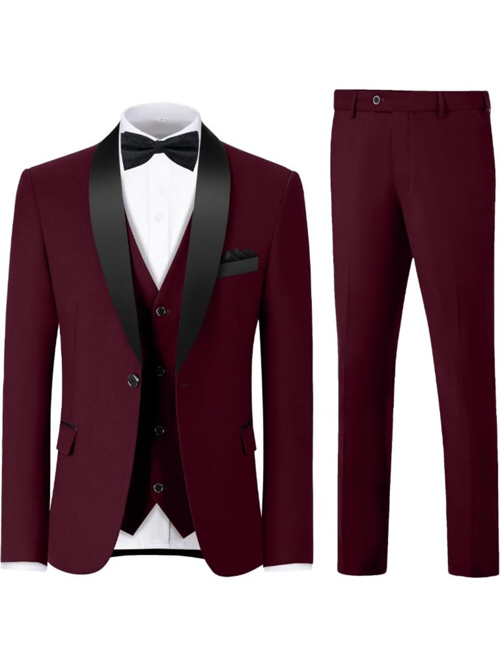 Stylish Men's 3 Piece Slim Fit Tuxedo Set with Bow Tie for Formal Events
